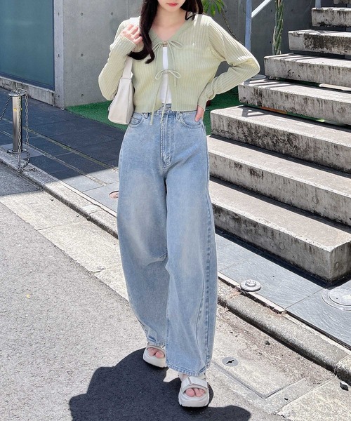 INGNI（イング）の「【WEB限定】シアーリボンニットカーディガン（カーディガン/ボレロ・レディース・オフホワイト/ブラック/ピンク/ミント・M）」の9枚目の写真