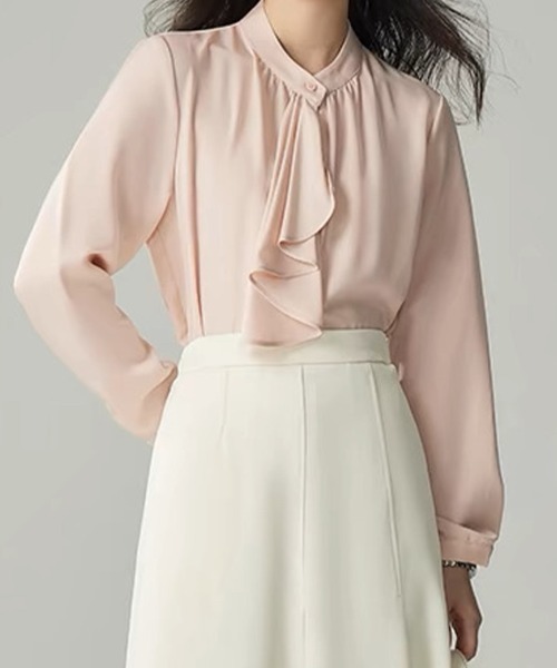 Beststore(ベストストア)の「スカーフタイブラウス シャツ ベーシックカラーシャツ(シャツ/ブラウス・レディース・ベージュ/ミント/ホワイト/ブラック/ライトピンク/ブルー・M/L)」の6枚目の写真