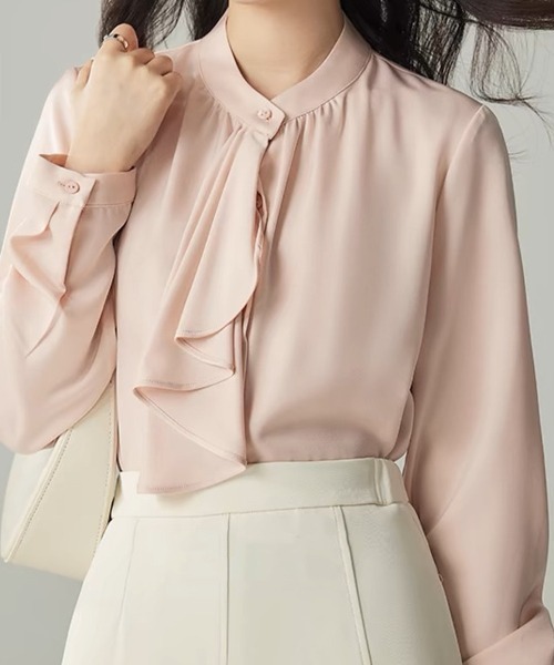 Beststore(ベストストア)の「スカーフタイブラウス シャツ ベーシックカラーシャツ(シャツ/ブラウス・レディース・ベージュ/ミント/ホワイト/ブラック/ライトピンク/ブルー・M/L)」の7枚目の写真