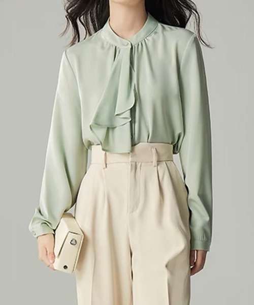 Beststore(ベストストア)の「スカーフタイブラウス シャツ ベーシックカラーシャツ(シャツ/ブラウス・レディース・ベージュ/ミント/ホワイト/ブラック/ライトピンク/ブルー・M/L)」の20枚目の写真