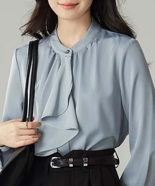 Beststore(ベストストア)の「スカーフタイブラウス シャツ ベーシックカラーシャツ(シャツ/ブラウス・レディース・ベージュ/ミント/ホワイト/ブラック/ライトピンク/ブルー・M/L)」の18枚目の写真