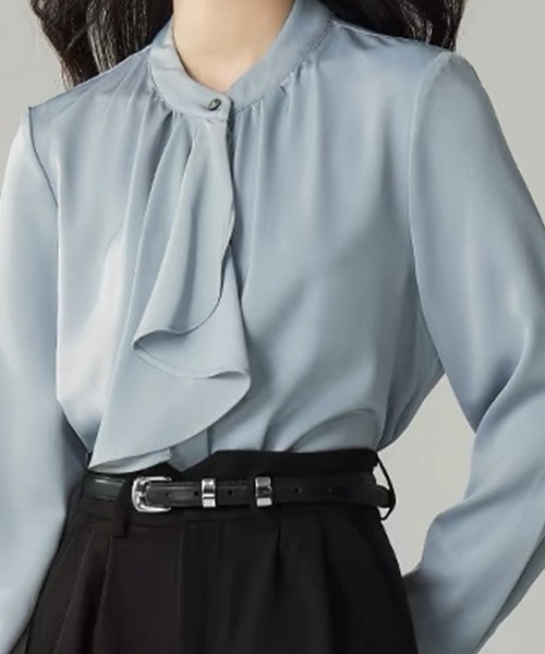Beststore(ベストストア)の「スカーフタイブラウス シャツ ベーシックカラーシャツ(シャツ/ブラウス・レディース・ベージュ/ミント/ホワイト/ブラック/ライトピンク/ブルー・M/L)」の17枚目の写真