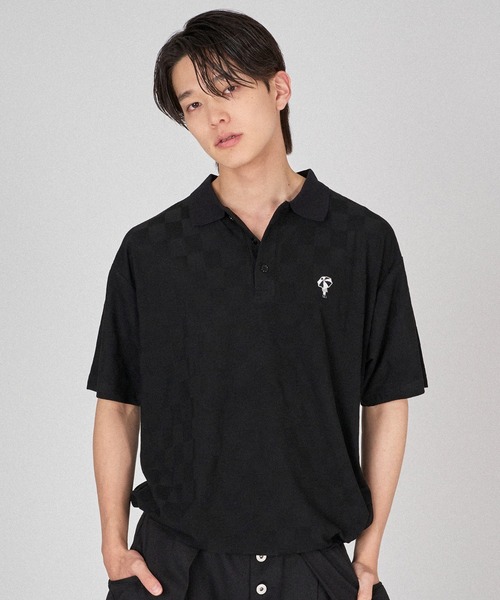 ONCILY(オンシェリー)の「BLOCK CHECK POLO SHIRT / ブロックチェックポロシャツ(ポロシャツ・メンズ・ブラック/チャコールグレー/ブルー・MEDIUM/LARGE/SMALL)」の1枚目の写真