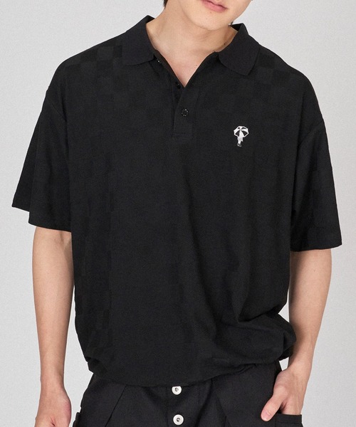 ONCILY(オンシェリー)の「BLOCK CHECK POLO SHIRT / ブロックチェックポロシャツ(ポロシャツ・メンズ・ブラック/チャコールグレー/ブルー・MEDIUM/LARGE/SMALL)」の18枚目の写真