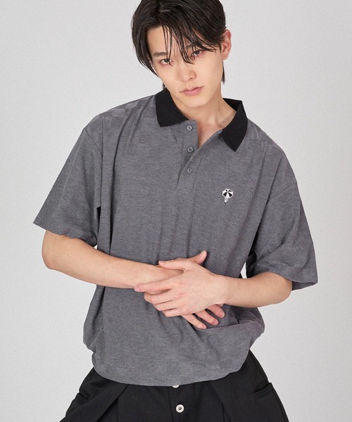 ONCILY(オンシェリー)の「BLOCK CHECK POLO SHIRT / ブロックチェックポロシャツ(ポロシャツ・メンズ・ブラック/チャコールグレー/ブルー・MEDIUM/LARGE/SMALL)」の7枚目の写真