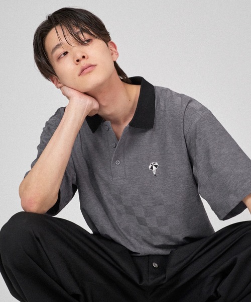 ONCILY(オンシェリー)の「BLOCK CHECK POLO SHIRT / ブロックチェックポロシャツ(ポロシャツ・メンズ・ブラック/チャコールグレー/ブルー・MEDIUM/LARGE/SMALL)」の4枚目の写真