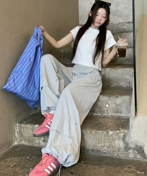 gossip!ロサンゼルス(ゴシップロサンゼルス)の「Y2Kガーリー*速乾カジュアルカーゴパンツ(カーゴパンツ・レディース・ライトグレー・FREE)」の20枚目の写真