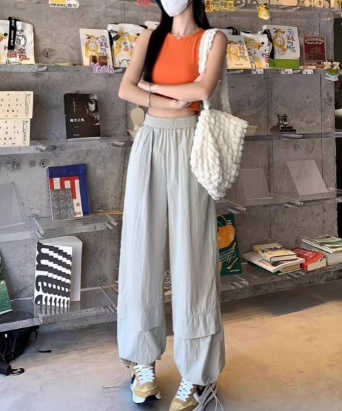 gossip!ロサンゼルス(ゴシップロサンゼルス)の「Y2Kガーリー*速乾カジュアルカーゴパンツ(カーゴパンツ・レディース・ライトグレー・FREE)」の2枚目の写真