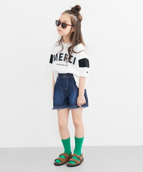 綿100％裾フリンジショートパンツ（女の子）（その他パンツ