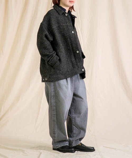 Brocante（ブロカント）の「[Brocante / ブロカント] 12ozリングBKデニム アンプリッセパンツ（デニムパンツ・レディース・ブラック・1/2）」の4枚目の写真