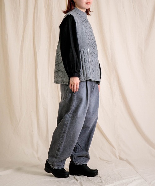 Brocante（ブロカント）の「[Brocante / ブロカント] 12ozリングBKデニム アンプリッセパンツ（デニムパンツ・レディース・ブラック・1/2）」の22枚目の写真