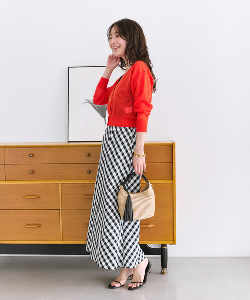 La boutique BonBon(ラブティックボンボン)の「【清楚でお上品】ギンガムチェックバイアススカート(スカート・レディース・ブラック・36/38)」の15枚目の写真