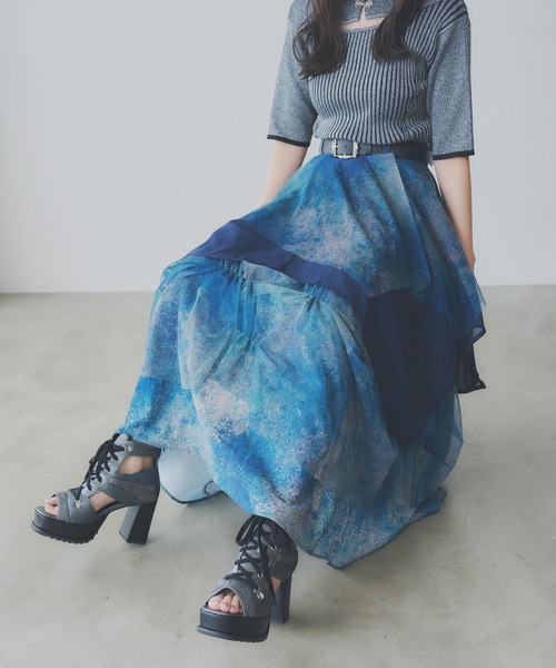 HARE（ハレ）の「【YUMA TAKAHASHI×HARE】MIXフレアスカート（スカート・レディース・ブルー/グレー・FREE）」の21枚目の写真