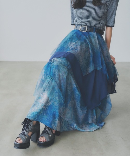 HARE（ハレ）の「【YUMA TAKAHASHI×HARE】MIXフレアスカート（スカート・レディース・ブルー/グレー・FREE）」の22枚目の写真