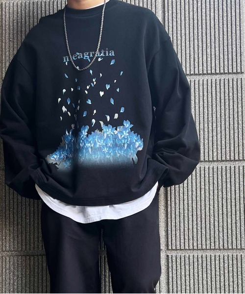 meagratia(メアグラーティア)の「fire pattern graphic sweat(スウェット・メンズ・ブラック/グレー・1/2)」の10枚目の写真