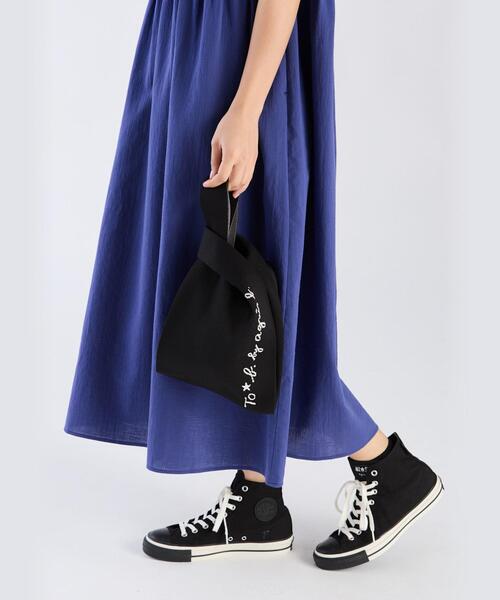 To b. by agnes b.（トゥービーバイアニエスベー）の「ニット ロゴトートバッグ（ハンドバッグ・レディース・ブラック・FREE）」の6枚目の写真