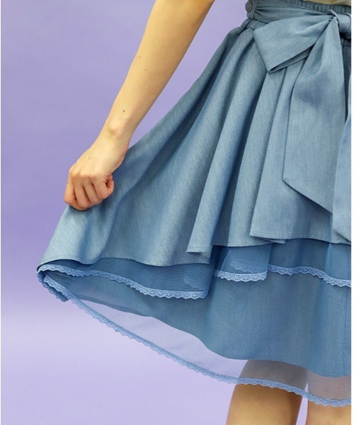 axes femme POETIQUE（アクシーズファムポエティック）の「バックフリルミドルスカート（スカート・レディース・ピンク/ミント/ブルー・MEDIUM）」の9枚目の写真