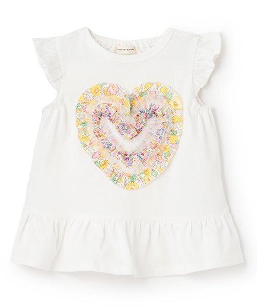 sense of wonder（センスオブワンダー）の「リバティフリルハート袖なしTシャツ（Tシャツ/カットソー・キッズ・レッド/オフホワイト/ピンク/ラベンダー・130cm/110cm/120cm/80ｃｍ/90cm/100cm）」の2枚目の写真