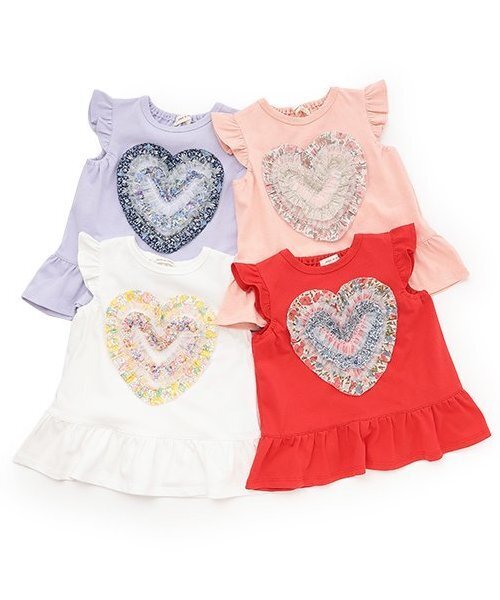 sense of wonder（センスオブワンダー）の「リバティフリルハート袖なしTシャツ（Tシャツ/カットソー・キッズ・レッド/オフホワイト/ピンク/ラベンダー・130cm/110cm/120cm/80ｃｍ/90cm/100cm）」の14枚目の写真