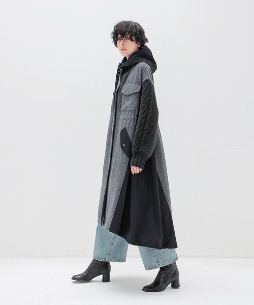 STUMBLY(スタンブリー)の「STUMBLY / CPO/mods combination CT(CPOモッズコンビネーションコート 535-1252906)(モッズコート・レディース・チャコールグレー/カーキ・36)」の3枚目の写真