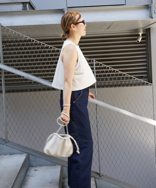 Deuxieme Classe セルリ CROPPED タンクトップ　ブラック CELERI/セルリ】CROPPED タンクトップ（タンクトップ