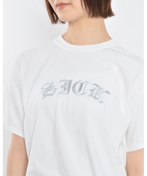 MODISH GAZE（モディシュガゼ）の「【MODISH GAZE】ピグメントSICK刺繍Tシャツ 半袖（Tシャツ/カットソー・メンズ・オリーブ/スミクロ/ホワイト/バーガンディー・X-LARGE/MEDIUM/LARGE）」の6枚目の写真