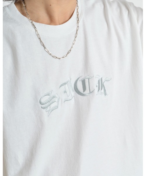 MODISH GAZE（モディシュガゼ）の「【MODISH GAZE】ピグメントSICK刺繍Tシャツ 半袖（Tシャツ/カットソー・メンズ・オリーブ/スミクロ/ホワイト/バーガンディー・X-LARGE/MEDIUM/LARGE）」の12枚目の写真