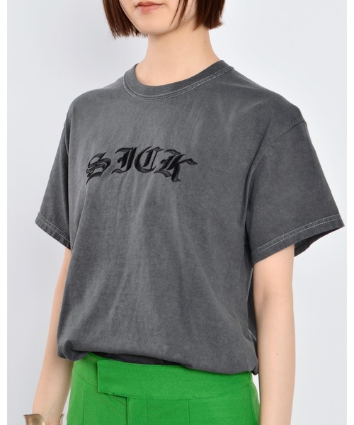 MODISH GAZE（モディシュガゼ）の「【MODISH GAZE】ピグメントSICK刺繍Tシャツ 半袖（Tシャツ/カットソー・メンズ・オリーブ/スミクロ/ホワイト/バーガンディー・X-LARGE/MEDIUM/LARGE）」の15枚目の写真