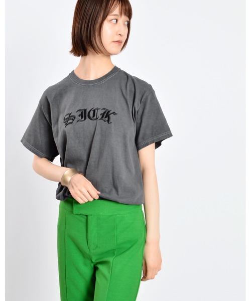 MODISH GAZE（モディシュガゼ）の「【MODISH GAZE】ピグメントSICK刺繍Tシャツ 半袖（Tシャツ/カットソー・メンズ・オリーブ/スミクロ/ホワイト/バーガンディー・X-LARGE/MEDIUM/LARGE）」の16枚目の写真