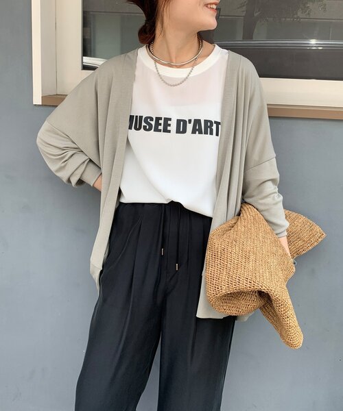 DouDou(ドゥドゥ)の「接触冷感ドレープカーディガン(Tシャツ/カットソー・レディース・ブラック/グレイッシュベージュ/オフホワイト/チャコールグレー・FREE)」の4枚目の写真