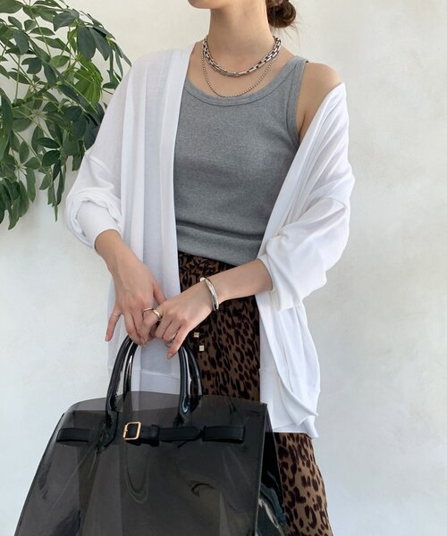 DouDou(ドゥドゥ)の「接触冷感ドレープカーディガン(Tシャツ/カットソー・レディース・ブラック/グレイッシュベージュ/オフホワイト/チャコールグレー・FREE)」の12枚目の写真