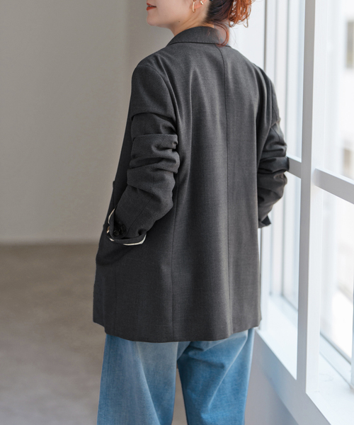 Spick & Span（スピックアンドスパン）の「ウールブレンドダブルブレストジャケット（テーラードジャケット・レディース・チャコールグレー/ブラウン/ネイビー・34/36/38/40）」の4枚目の写真