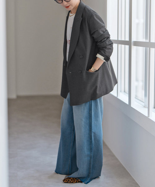 【2024年モデル】スピックアンドスパン　ウールブレンドダブルブレストジャケット ウールブレンドダブルブレストジャケット（テーラードジャケット