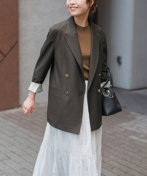 Spick & Span（スピックアンドスパン）の「ウールブレンドダブルブレストジャケット（テーラードジャケット・レディース・チャコールグレー/ブラウン/ネイビー・34/36/38/40）」の7枚目の写真