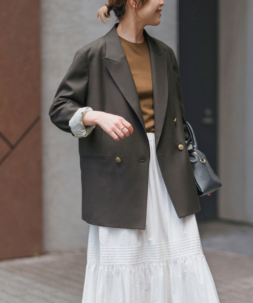 Spick & Span（スピックアンドスパン）の「ウールブレンドダブルブレストジャケット（テーラードジャケット・レディース・チャコールグレー/ブラウン/ネイビー・34/36/38/40）」の8枚目の写真