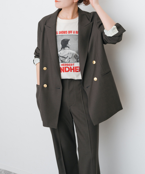 Spick & Span（スピックアンドスパン）の「ウールブレンドダブルブレストジャケット（テーラードジャケット・レディース・チャコールグレー/ブラウン/ネイビー・34/36/38/40）」の14枚目の写真