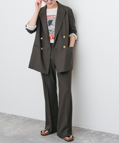 ウールブレンドダブルブレストジャケット（テーラードジャケット