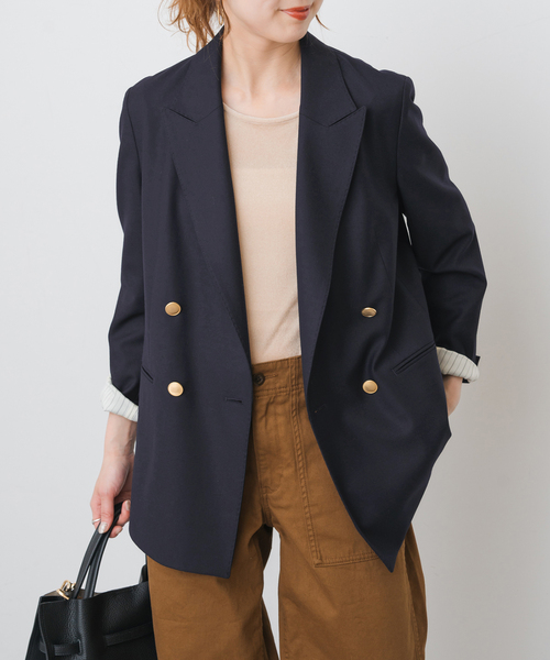 セール】ウールブレンドダブルブレストジャケット（テーラード