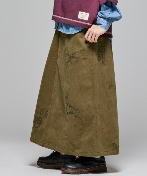 KRIFF MAYER Lady's Collection（クリフメイヤーレディースコレクション）の「【綿100%】レタリングスカート（スカート・レディース・カーキ/アイボリー/チャコール/ダークブラウン/キャメル・LARGE/MEDIUM）」の4枚目の写真