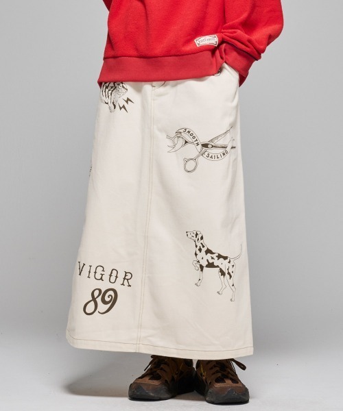 KRIFF MAYER Lady's Collection（クリフメイヤーレディースコレクション）の「【綿100%】レタリングスカート（スカート・レディース・カーキ/アイボリー/チャコール/ダークブラウン/キャメル・LARGE/MEDIUM）」の2枚目の写真