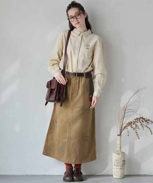 KRIFF MAYER Lady's Collection（クリフメイヤーレディースコレクション）の「【綿100%】レタリングスカート（スカート・レディース・カーキ/アイボリー/チャコール/ダークブラウン/キャメル・LARGE/MEDIUM）」の6枚目の写真