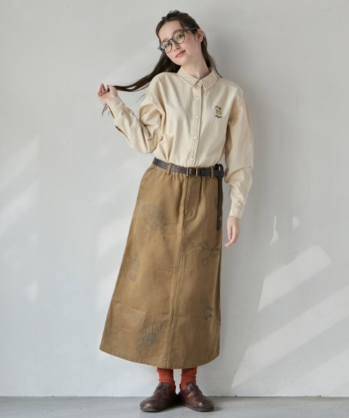 KRIFF MAYER Lady's Collection（クリフメイヤーレディースコレクション）の「【綿100%】レタリングスカート（スカート・レディース・カーキ/アイボリー/チャコール/ダークブラウン/キャメル・LARGE/MEDIUM）」の8枚目の写真