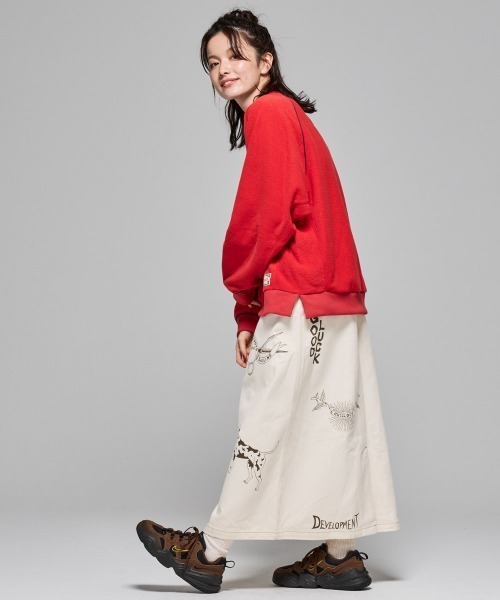 KRIFF MAYER Lady's Collection（クリフメイヤーレディースコレクション）の「【綿100%】レタリングスカート（スカート・レディース・カーキ/アイボリー/チャコール/ダークブラウン/キャメル・LARGE/MEDIUM）」の9枚目の写真