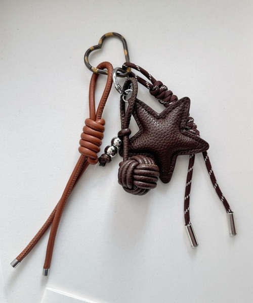 セール】レザータッチ スターモチーフ ハートカラビナ マルチチャーム