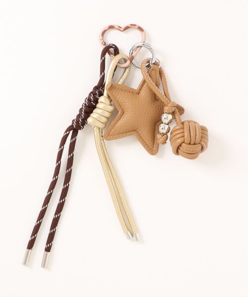 レザータッチ スターモチーフ ハートカラビナ マルチチャーム コード