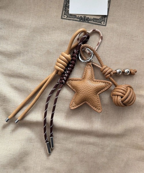 セール】レザータッチ スターモチーフ ハートカラビナ マルチチャーム