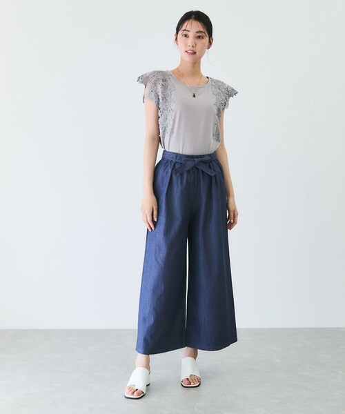 Jayro(ジャイロ)の「スラブデニムクロプトワイドパンツ(その他パンツ・レディース・ネイビー/ダークブラウン/チャコールグレー/ブラック・M)」の5枚目の写真