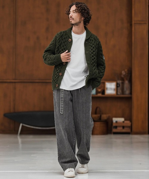 CAMBIO（カンビオ）の「mp13866-Stripe Denim Two Tuck Wide Belted Pants ストライプデニムパンツ（デニムパンツ・メンズ・ブラック系その他/ブラック/ケミカルウォッシュ・S/M/L）」の14枚目の写真