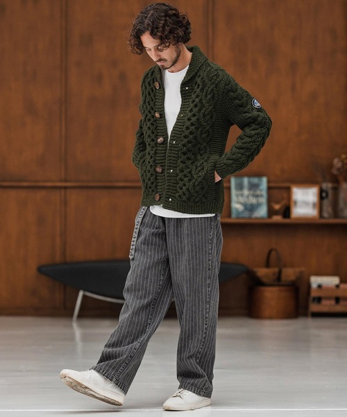 CAMBIO（カンビオ）の「mp13866-Stripe Denim Two Tuck Wide Belted Pants ストライプデニムパンツ（デニムパンツ・メンズ・ブラック系その他/ブラック/ケミカルウォッシュ・S/M/L）」の15枚目の写真