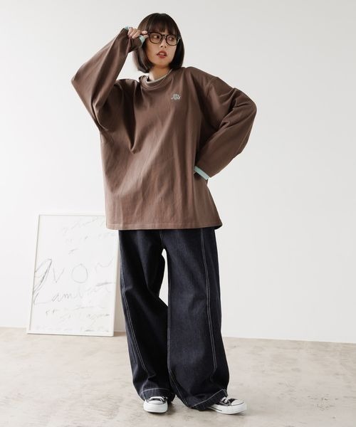 PBLIM(ページボーイリム)の「《UNISEX》レイヤードルーズロンT(Tシャツ/カットソー・レディース・グリーン系その他/ブラック系その他/ブラウン/チャコールグレー・FREE)」の18枚目の写真